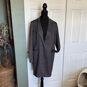 Adrianna Papell Gray Plaid Trench Coat